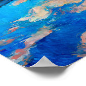 Dromerig Blauw Impressionistische Boot Reflectie P Poster (Hoek)