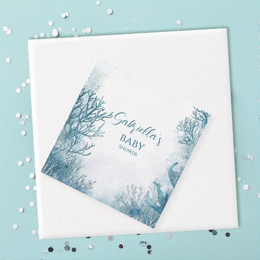Dromerig blauw onder het Zeeen Baby shower Bedankjes Labels