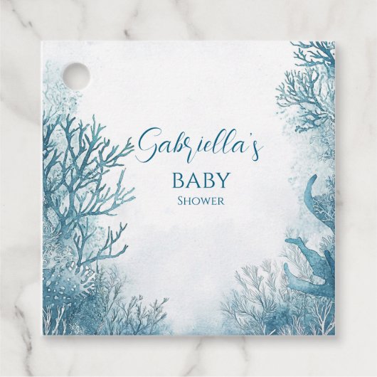 Dromerig blauw onder het Zeeen Baby shower Bedankjes Labels (Voorkant)