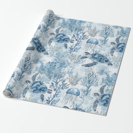Dromerig blauw onder het Zeeen Baby shower Cadeaupapier