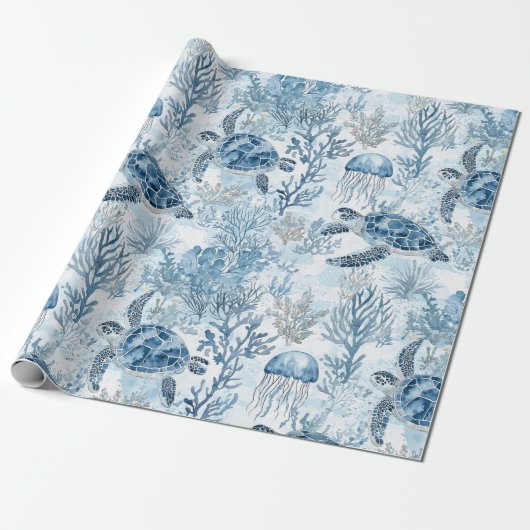 Dromerig blauw onder het Zeeen Baby shower Cadeaupapier (Uitgerold)