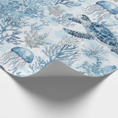 Dromerig blauw onder het Zeeen Baby shower Cadeaupapier (Hoek)