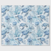 Dromerig blauw onder het Zeeen Baby shower Cadeaupapier (Vlak)