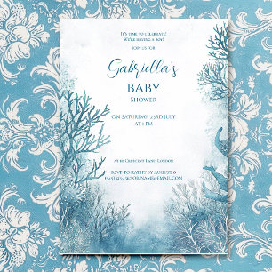 Dromerig blauw onder het Zeeen Baby shower Kaart