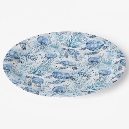 Dromerig blauw onder het Zeeen Baby shower Papieren Bordje (Gekanteld)