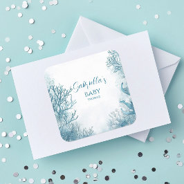 Dromerig blauw onder het Zeeen Baby shower Vierkante Sticker