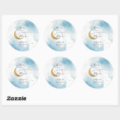 Dromerig blauw over het Moon Boy Baby shower Ronde Sticker (Vel)