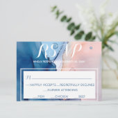 ** Dromerig Blauw Roze Waterverf Modern Trendy RSVP Kaartje (Staand voorkant)