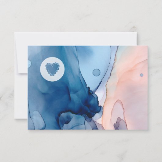 ** Dromerig Blauw Roze Waterverf Modern Trendy RSVP Kaartje (Achterkant)