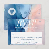 ** Dromerig Blauw Roze Waterverf Modern Trendy RSVP Kaartje (Voorkant / Achterkant)