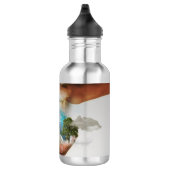 Dromerig blauw surrealistisch landschap waterfles  (Rechts)