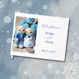 dromerig blauw & wit gehaakte bruiloft paar gastenboek