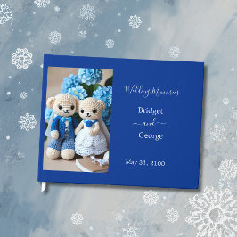 dromerig blauw & wit gehaakte bruiloft paar gastenboek