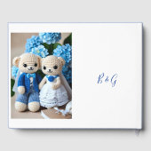 dromerig blauw & wit gehaakte bruiloft paar gastenboek (Achterkant)