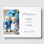 dromerig blauw & wit gehaakte bruiloft paar gastenboek (Voorkant)