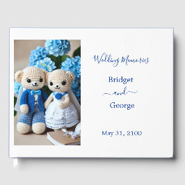 dromerig blauw & wit gehaakte bruiloft paar gastenboek