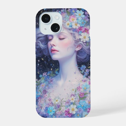 Dromerig Bloemportret iPhone Hoesje 15 Case (Achterkant)