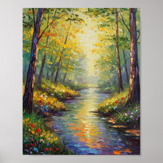 Dromerig bosbeekje | Impressionistische stijl Poster