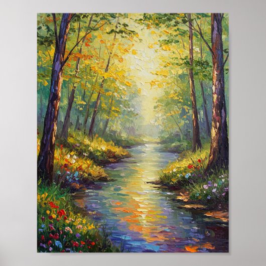 Dromerig bosbeekje | Impressionistische stijl Poster (Voorkant)