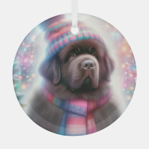 Dromerig bruin nieuws in een beanie glas ornament