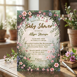 Dromerig Charmant Lente Tuinfeest Baby Shower Kaart