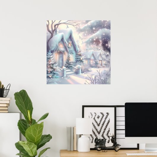 Dromerig Christmas Village Poster (Thuiskantoor)