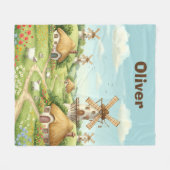 Dromerig dorpslandschap met molens fleece deken (Voorkant (Horizontaal))