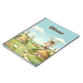 Dromerig dorpslandschap met molens notitieboek (Linkerzijde)