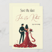 Dromerig echtpaar slaat de datum op Uitnodiging (Voorkant / Achterkant)