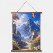 Dromerig Fantasielandschap Wandkleed – Bergen & Bl (Voorkant 2)