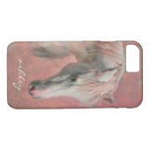 Dromerig Fantasy Paard in Roze met Monogram Case-Mate iPhone Case (Achterkant (Horizontaal))