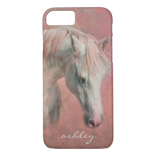 Dromerig Fantasy Paard in Roze met Monogram Case-Mate iPhone Case (Achterkant)