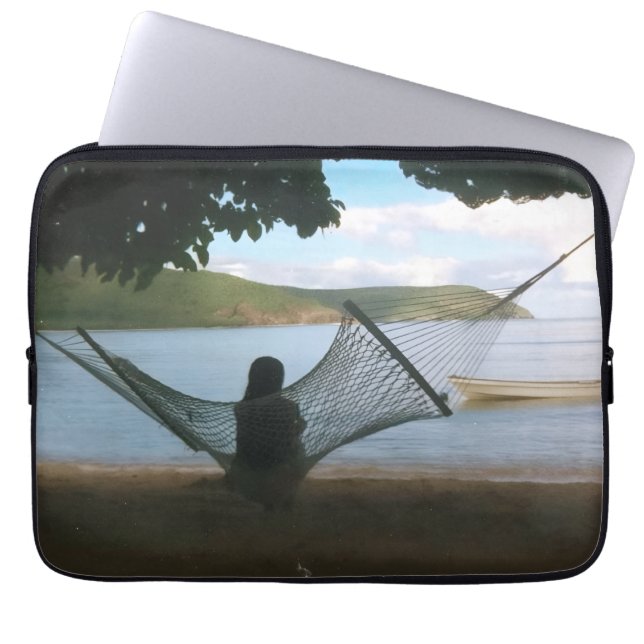 Dromerig Fijisch strandlandschap Laptop Sleeve (Voorkant)