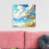 Dromerig Gebied van Rode Poppies Canvas Afdruk (Insitu (Woonkamer))