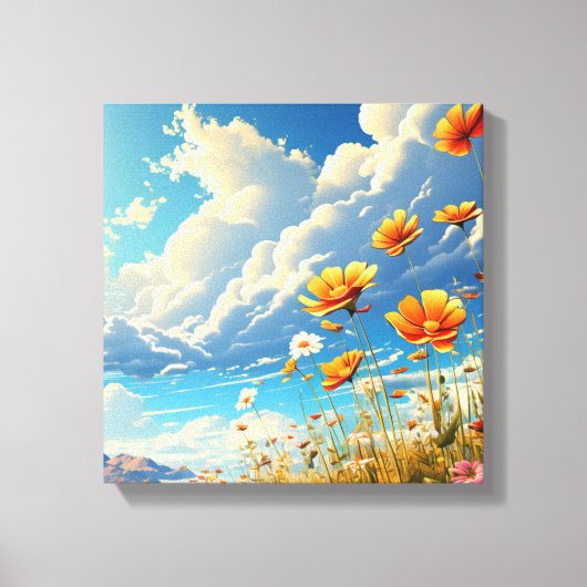 Dromerig Gebied van Rode Poppies Canvas Afdruk (Voorkant)