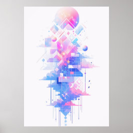 Dromerig geometrisch luchtschap poster