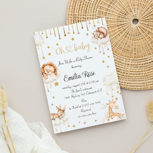 Dromerig Goud Sterrenhemel Slapende Dieren Douche Kaart