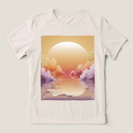 Dromerig Goud Sunset Illustration T-Shirt