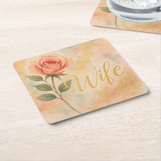 Dromerig Goud Vrouw Vierkant Onderzetter Set (Schuin)