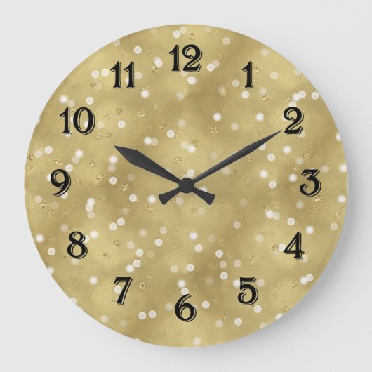 Dromerig Gouden Bokeh Confetti Grote Klok (Voorkant)