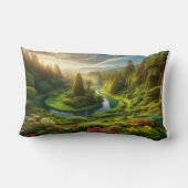 Dromerig groen impressionistisch rivierlandschap kussen (Achterkant)