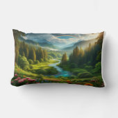 Dromerig groen impressionistisch rivierlandschap kussen (Voorkant)