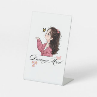 Dromerig Hart Tafelblad Teken – Elegante Art Print Reclamebord Met Voetstuk