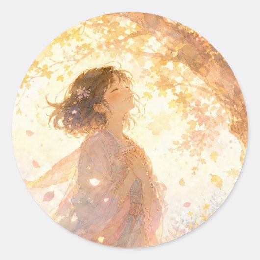 Dromerig Herfst Meisje Sticker (Voorkant)