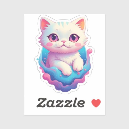 Dromerig Kat in Pastel Paradise Sticker (Vel)