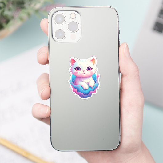 Dromerig Kat in Pastel Paradise Sticker (Telefoon)