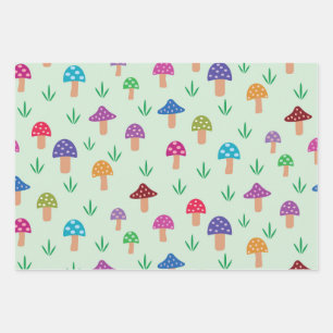 Dromerig kleurrijk patroon van paddenstoelen inpakpapier vel