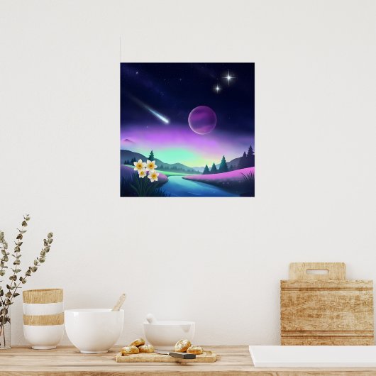 Dromerig kosmisch landschap poster (Keuken)