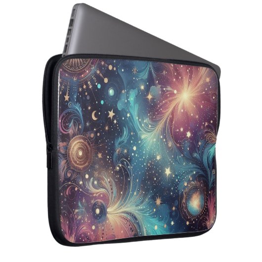 Dromerig kosmisch patroon met sterrenstelsels en s laptop sleeve (Voorkant Rechts)