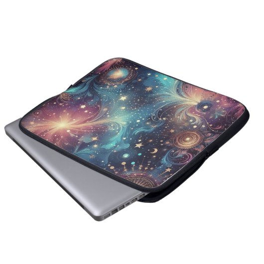 Dromerig kosmisch patroon met sterrenstelsels en s laptop sleeve (Voorkant onderkant)